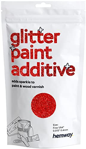 Hemway Glitter Paint Additive - Red Holographic | Fine Metallic Flakes for Adding Sparkle to Paints & Wood Varnish | Add to Emulsion, Acrylic & Latex for Indoor Sparkly Walls | 100 g