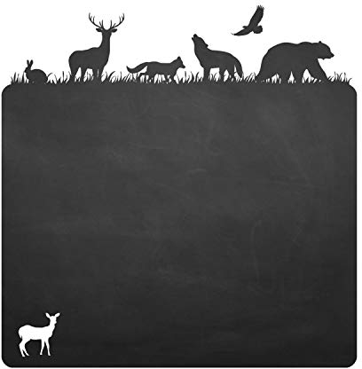 016 Waldtiere - selbstklebende Tafelfolie/Kreidefolie inkl. 3 Stück Kreide - Größe: 900 x 900 mm - Kinderzimmer Wanddeko