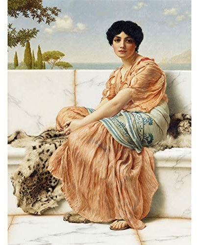 Fine Art Prints Godward Reverie Days Of Sappho Antiquity Painting großes Wandkunst-Posterdruck, dickes Papier, 45,7 x 61 cm
