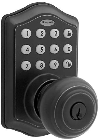 Honeywell Electronic Entry Knob Door Lock, Matte Black, 8732501
