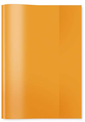 HERMA 19887 Heftumschläge A5 Transparent Orange, 10 Stück, Hefthüllen aus strapazierfähiger & abwischbarer Polypropylen-Folie, durchsichtige Heftschoner Set für Schulhefte, farbig
