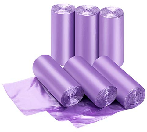 Lot de 240 petits sacs poubelle – 6 rouleaux de 5 litres – Sacs poubelle violets pour cuisine et bureau