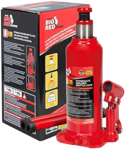 BIG RED 8 Ton (16,000 LBs) Capacity Hydraulic Welded Bottle Jack, TAM90803B