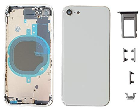 Smartex® Backcover aus Glas + Rahmen kompatibel mit iPhone 8 | Rückseite Cover + Frame (Silber)
