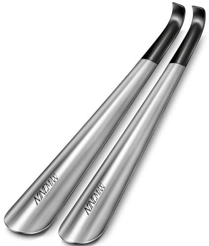 NINEMAX Chausse Pied Long Metal 42cm,Inoxydable Chausse-Pieds Robuste,Qualité Aide pour Mettre Les Chaussures,Paquet de 2