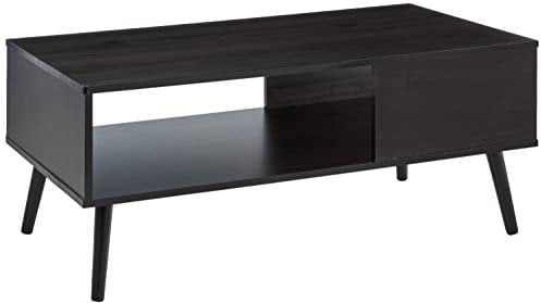 Furinno Mid Century Style Coffee Table with Wood Legs, Engineered, Espresso, 50.01 (D) x 100 (W) x 45.01 (H) cm