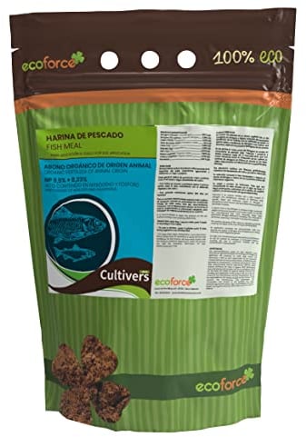 CULTIVERS Harina de Pescado 5 kg. Abono Ecológico para Plantas Universal. Aporte de Nitrógeno y Fósforo. Fertilizante Activador del Crecimiento. Aumenta la Fructificación y Maduración
