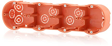 Prise encastrée Boîte de jonction 4gang Boîte de commutation Trou fraisé Ø 68mm, Hauteur 46mm, Orange IP30 650°C pour dispositifs de montage, vis incluses