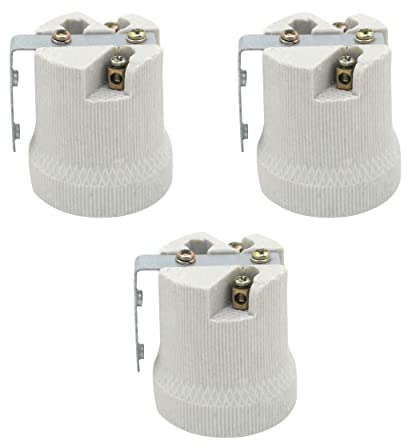 LEDSone Keramik-Porzellan ES27 E27 Edison-Schraube Wärme Vintage Lampe Halter mit Halterung (3 Stück, Form 3) (Stil 5, 3 er-Pack)