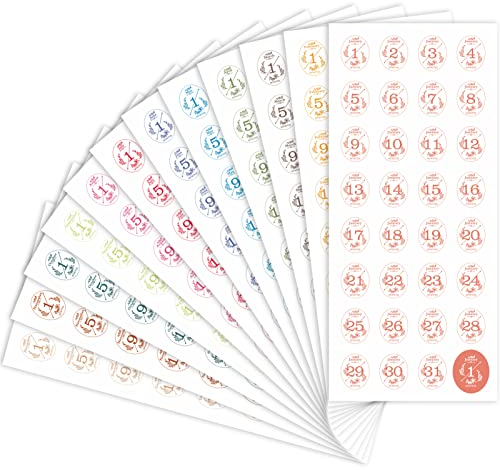 12 monatliche Datumsaufkleber in Farben für Planer, 365 Tagesplaner-Zahlenaufkleber, dekoratives Planer-Aufkleber-Zubehör zum Anpassen von undatierten Planern, Kalendern, Notizbüchern