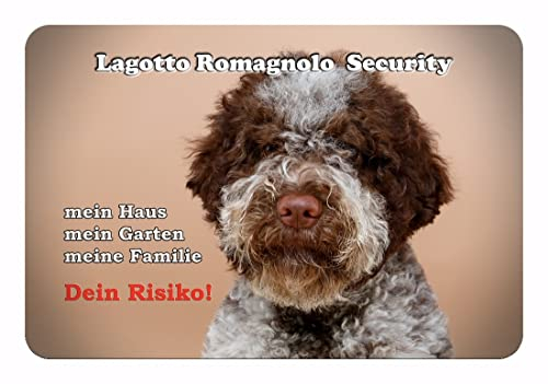 Merchandise for Fans Warnschild - Schild 20x30cm Motiv: Lagotto Romagnolo Security (01)
