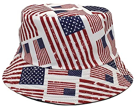 GADXE Frauen-Sommer-Mode-Strand-Druck-justierbarer waschbarer Baumwolleimer-Hut-Sonnenhut-im Freienfisch-Hut Fischerhut Saufen (Red, One Size)