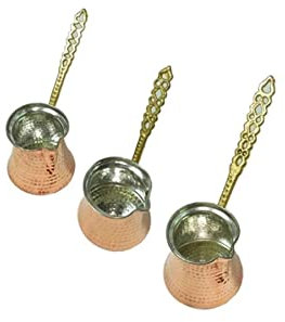 spar-home Deko Türkische Kupferkanne- Handgemachte Kupferne Cezve Hochwertige Kanne aus Kupfer (225 ml)