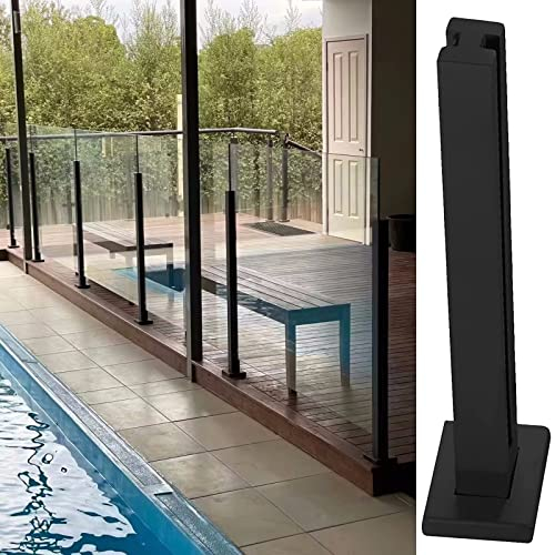 Geländerpfosten Glashalter Glasklemme Glas-Geländerpfosten für Außenpool - Terrassen-/Gewerbe-/Flur-/Lofts-Zaun Säulen-System Glas-Clip, Schwarzer Stahl, Treppengeländer Glaspaneele Pfosten ( Color :
