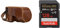 MegaGear MG982 Ever Ready Leder Kamera-Case mit Trageriemen kompatibel mit Fujifilm X-T30, X-T20, X-T10 - Dunkelbraun & SanDisk Extreme PRO SDXC UHS-I Speicherkarte 128 GB (V30