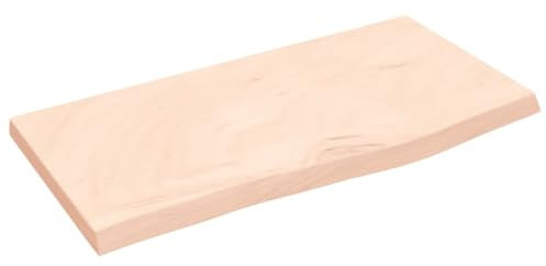 vidaXL Étagère Murale, Dessus de Table avec Bord Vivant, Tablette Suspendue avec Rangement, Rustique, Bois de Chêne Massif Non Traité