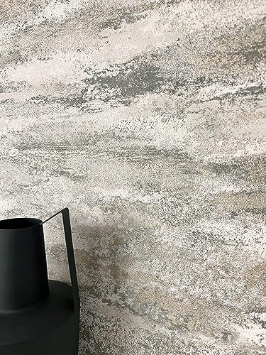 NEWROOM Tapete Grau Vliestapete Putzoptik - Putzoptik Modern Beige Creme Beton Zement Betonoptik Industrial Betonwand Industrial inkl. Tapezier-Ratgeber