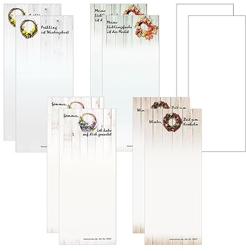 PRICARO Notizblock Jahreszeiten, magnetisch, 62x148 mm, 10 Stück