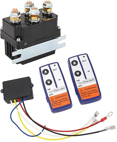 Contattore relè Solenoide Verricello 250A 12V, SUV ATV Fuoristrada Set Cavo di Collegamento relè Verricello Elettrico con Telecomando Relè Auto