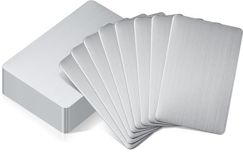 30 tarjetas de visita de metal de acero inoxidable 304, tarjetas de acero en blanco, grabado láser, tarjetas de acero inoxidable para casa, oficina, cliente, tarjetas de placa de regalo, 86 x 54 mm