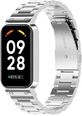 Maucoray Uhrenarmband kompatibel mit Xiaomi Smart Band 8 Active Armband, Edelstahl-Armband, Ersatz-Zubehör, Armband für Redmi Band 2