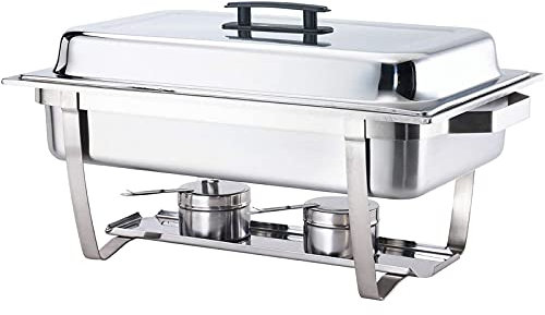 Scaldavivande Rettangolare A Grandezza Naturale Set Scaldavivande Per Buffet In Acciaio Inossidabile 8Qt Con Telaio Pieghevole, Vaschetta Per L'Acqua, Vaschetta Per Alimenti, Supporto Per Carburan