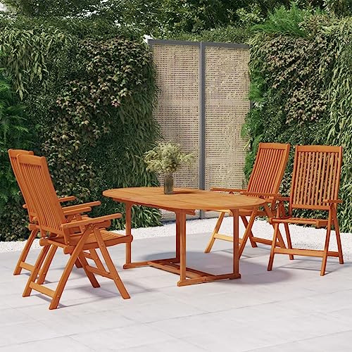 ZQQLVOO Lounge Sessel Terrassenmöbel Terassenmöbel Außen5-tlg. Garten-Essgruppe Massivholz Eukalyptus