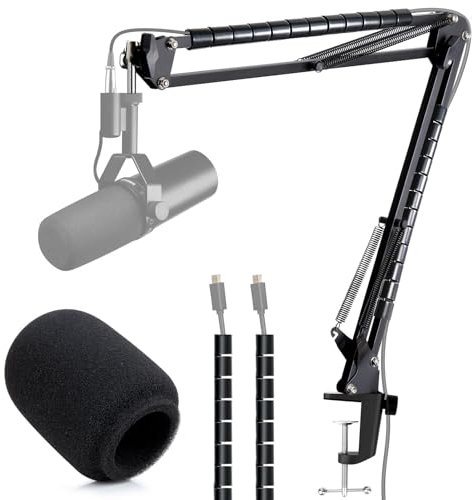 YOUSHARES Mic Arm Boom Arm - Microphone Arm for Shure SM7B SM7dB, Blue Yeti, HyperX QuadCast QuadCast S SoloCast, Fifine AM8, Rode, Razer, Gaming Mic and Most Microphones using 3/8 to 5/8 Adapter