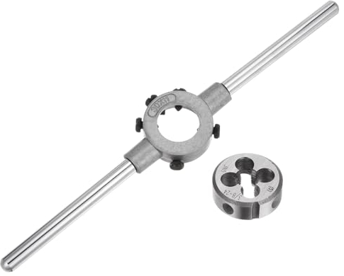 QUARKZMAN Juego de Llave de Mango para Terrajas, Terraja Redonda 3/8-24 UNF y Porta Terrajas de 30mm (Compatible con Terrajas de 3/8-7/16 (UNC/UNF) / Métrica M10-M11)