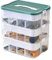 APACALI Stackable Toys Organizer Storage Box, 3 Layer Plastic Storage Boxes with Adjustable Compartments, Clear Containers for Building Brick Dolls Toys (Green)