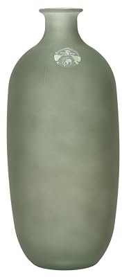 Decoris Vaso in vetro riciclato verde, diametro 13 cm, altezza 31 cm, taglia unica