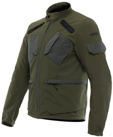 Dainese - Lario Tex Jacket, Chaqueta de Moto Urbana, con Protectores Extraíbles, Tejido Ventilado, Hombre, Verde, 60