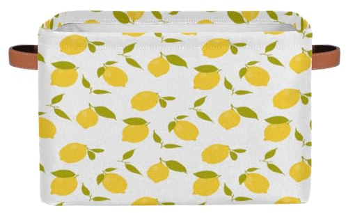 Cestino portaoggetti grande con motivo a limoni, 1 pezzo, colore giallo limone, pieghevole, per la casa, per giocattoli, vestiti, ufficio, soggiorno