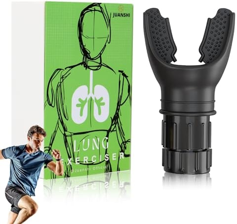 JUANSHI® Ejercitador de pulmones – Entrenador de respiración y entrenador de pulmones Oxyfit Entrenador de respiración portátil de resistencia para pulmones Power Breathe Pulmonar (Negro)