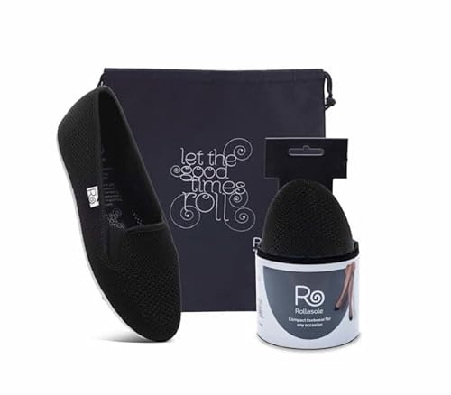 Rollasole Womens Trainers - Blue Moon - Folding Flat Shoes for Women - Stylish Foldable Slip on Trainer for Handbag, Everyday Use, Nights Out, Parties, Wedding, Summer Travel or Womens Gift