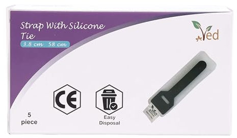 Cinghia Ved con fascetta in silicone Cinghia di supporto per drenaggio urinario, cinghia di supporto per sacca per gamba catetere, comoda fascetta in silicone, dimensioni 3,8 cm*58 cm(confezione da 5)