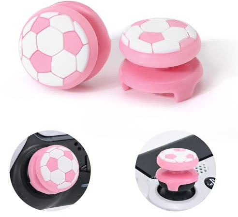 DLseego Thumbstick Poignées pour Manette PS5/PS4,2PCS Haute Poignée de Pouce Silicone Football 3D Texture Antidérapant Manettes Poignée de Jeu Cover Compatible avec PS4/PS5,Rose