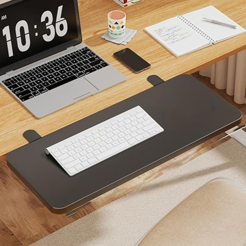 Unikicool Keyboard Extender For Desk,Tray Desk Extension Shelf,Clamp On Keyboard Table Mount,Relieving Pain In The Neck Shoulder Arm And Wrist,Used On Office Desks Dining Tables Bookshelves