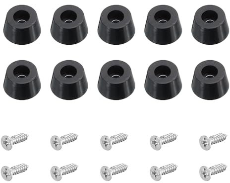 10PCS Rubber Feet, Round Cutting Board Rubber Feet, Non Slip Chopping Board Legs with Screws, Bumper Furniture Table Amplifier Speaker Cabinet Floor Protector Desk Printer Leg Pads D21*15*H12mm