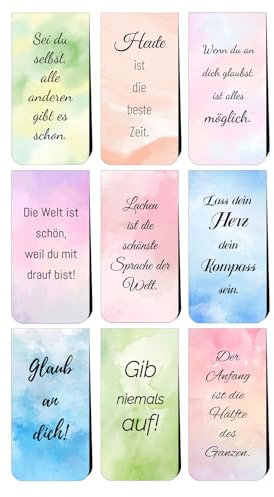 AstraGlam Magnetische Lesezeichen Set, 18 Stück Mit Inspirierenden Sprüchen, Geschenkidee Für Kinder Und Erwachsene, Perfekt Für Bücherliebhaber