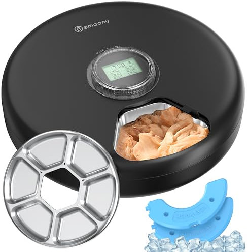 Futterautomat aus ABS Material Katze Nassfutter Mit Edelstahlschüssel: Katzenfutter Automat -Futterspender Katze Kuehlung-Futterautomaten Kabellos-Automatischer Futterspender Timer-Futterautomat Hund