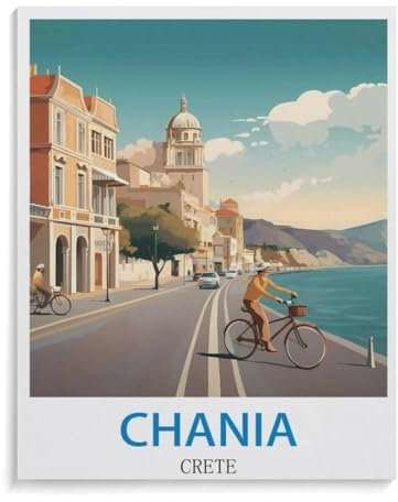 Chania Kreta Vintages Reiseplakat，Klassisches Puzzle 3D Puzzle DIY Kit Holz Spielzeug Einzigartiges Geschenk（75x50cm）-B11