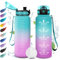 Trinkflasche 1.5L, Sport Wasserflasche mit Filter, Motivierende Wasserflasche mit Zeitmarkierung, Trinkflasche Auslaufsicher, Wasserflasche für Camping, Radfahren, Fahhrad, Outdoor, Erwachsene