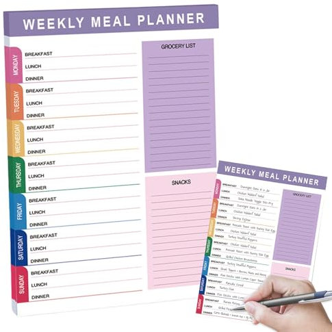 Mahlzeitplaner Notebook - 60 Blätter Wöchentliche Mahlzeit Organisatorin, A5 Diet Tracking Pad | Notizbuch Für Spannmahlzeiten, Daily Food Journal Für Gesunde Ernährung, Lebensmittelliste Und Ernährun