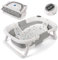 Baignoire Bébé Avec Thermometre Digital,Pliable, Avec Filet de Bain Antidérapant et Trou de Vidange,Baignoire Bebe Sur Pied pour Bébés de 0 à 36 Mois, Gris 30,5 x19 x42 cm