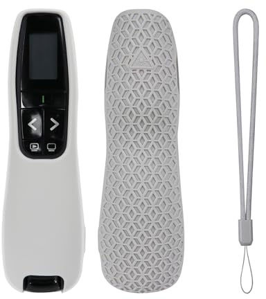 Silikon-Schutzhülle für Logitech R800 Wireless Presenter, stoßfeste Abdeckung mit rutschfestem Griff und Umhängeband, präzise Passform für R800-Fernbedienungszubehör (Weiß)