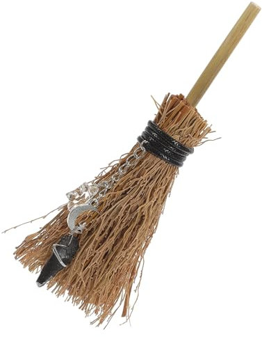 TOPPERFUN Colgante de Escoba de Bruja con Cristal para Decoración de Autos y Adorno de Halloween DIY Charm Pendant para Decoración Colgante