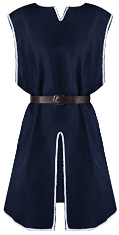 Generisch Trainingsanzug Hose Herren Herren Mittelalter Kostüm Halloween Tunika Hemden Mittelalter Schnürhemd Bluse Tops Cosplay Mittelalter Tunika Kostüm Weste Tanks Rollschuh Anzug (Dark Blue, L)