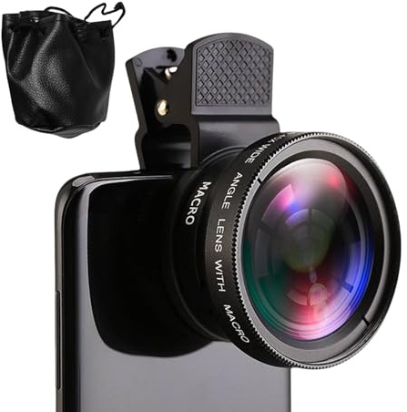 Handy-Objektiv-Set – 0,45x Weitwinkel + 15x Makro Kamera Kit | Aufsteckbares Telefonobjektiv für Smartphones, Professionelles Kameraobjektiv | Zubehör Für Reisen Natur Landschaft Detailauf