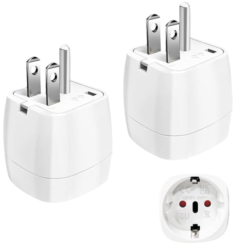 2 Stück Reiseadapter USA, Adapter US für USA-Reise aus EU, Reiseadapter US auf Europa, Steckdose DE Deutschland Plug, Europäischer Amerikanisch Stecker zu EU, Netzadapter für Geräte mit Netzteil, Weiß